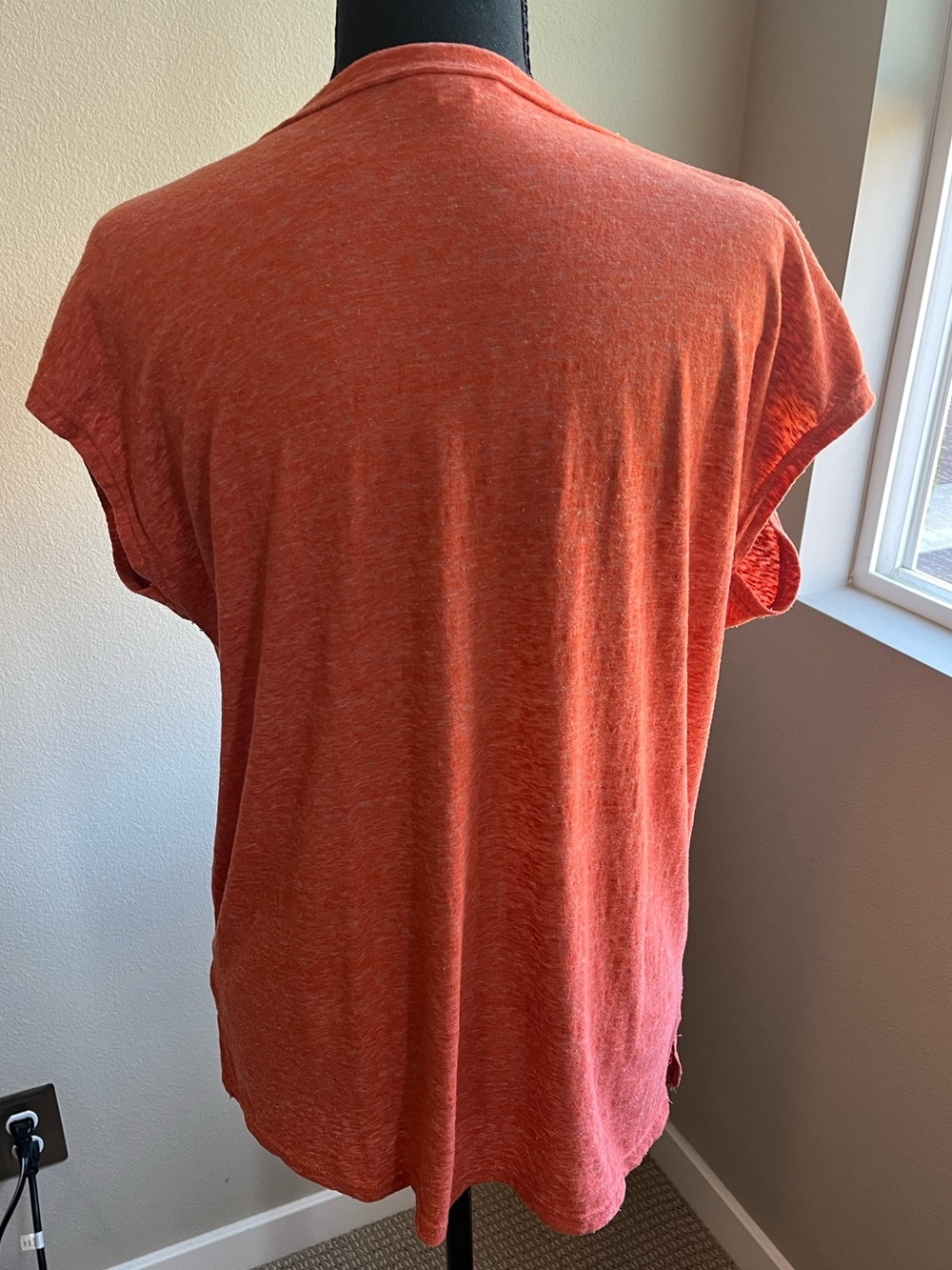 Melrose and Market Heathered Orange Knit V-Neck Top EUC - Picture 2 of 5